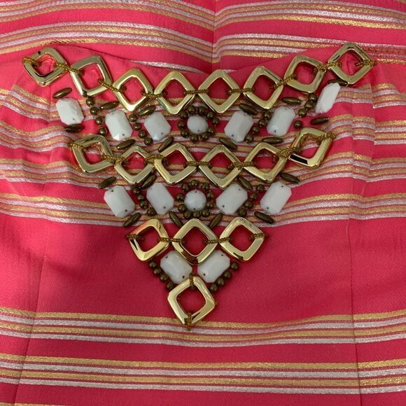 Lilly Pulitzer Strapless Mini Dress in Pink & Gold Size 00 - Picture 4 of 9